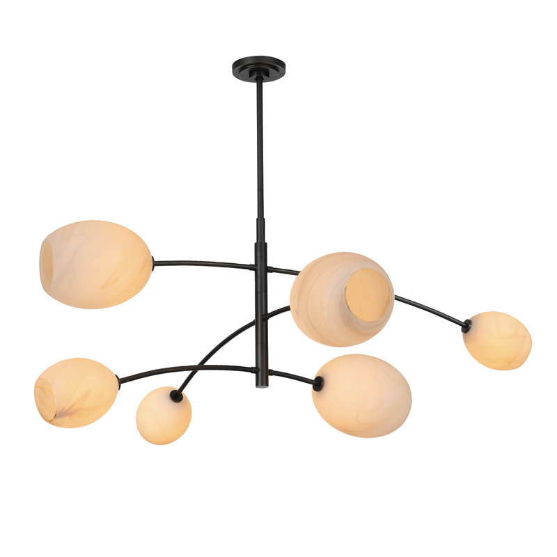 Artemis Oil Rubbed Bronze 6-Light Chandelier with Alabaster Glass Shades