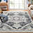 Washable Vintage Hallway Runner, Non-Slip Rubber Backing, Floral Medallion Design for Kitchen, Entryway, Laundry (Grey)-1906431989