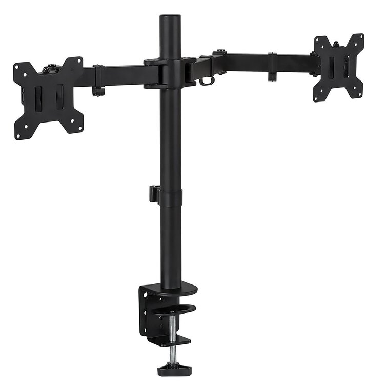Mount-It! Full Motion Adjustable Dual Monitor Mount Fits 2 Computer Screens 17 - 32 in. with C-Clamp