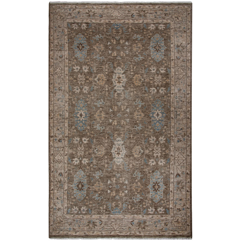 Tapis 100% laine noué à la main, Tapis de couloir 4 pi 6 po x 9 pi