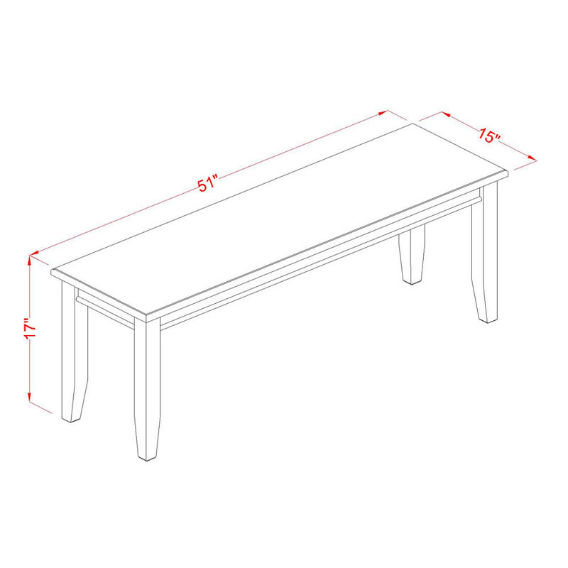 Banc de salle à manger - surface rectangulaire et 4 pieds en bois - Finition noire, Noir