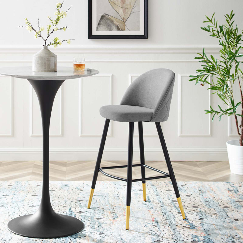 Tabourets de bar Cordial - ensemble de 2, Velours gris pâle, Bar Stool (29" Seat Height)