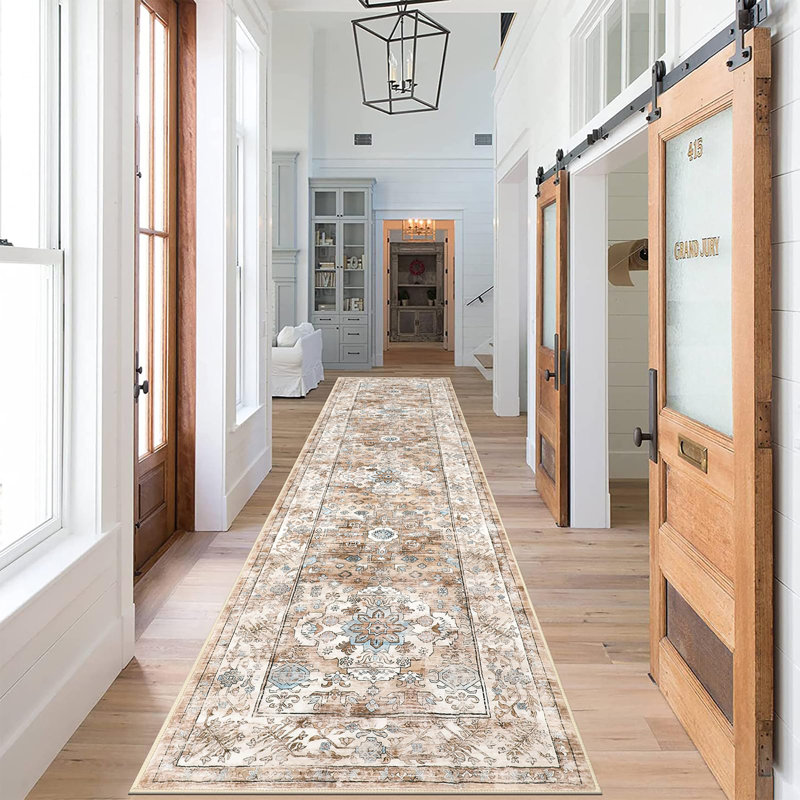 Floral Flatweave Area Rug, Runner 60 x 240cm