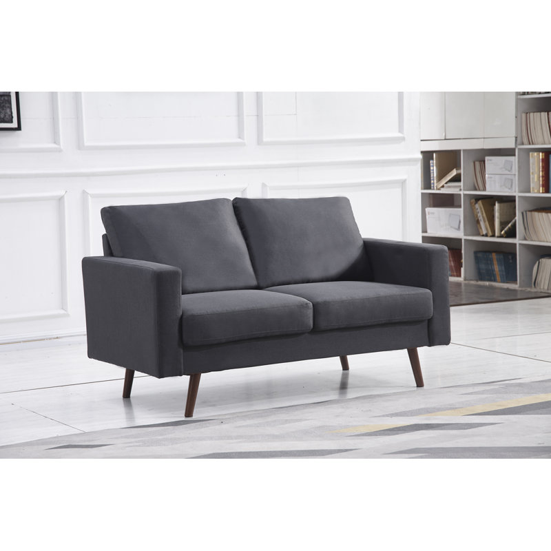 Causeuse à accoudoirs carrés 57 po Jaiheem, Polyester gris foncé