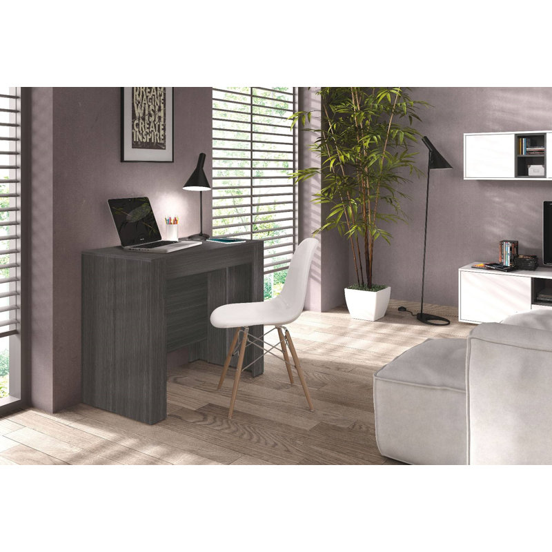 Console Table Compton, Extendable Dining Table With Multipurpose Extensions Up To 10 Seats, Black