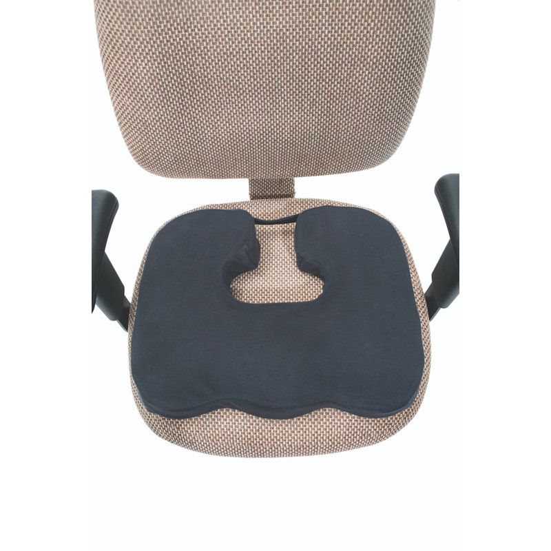 Ergonomic Black Foam Donut Coccyx Cushion with Hook-and-loop Closure