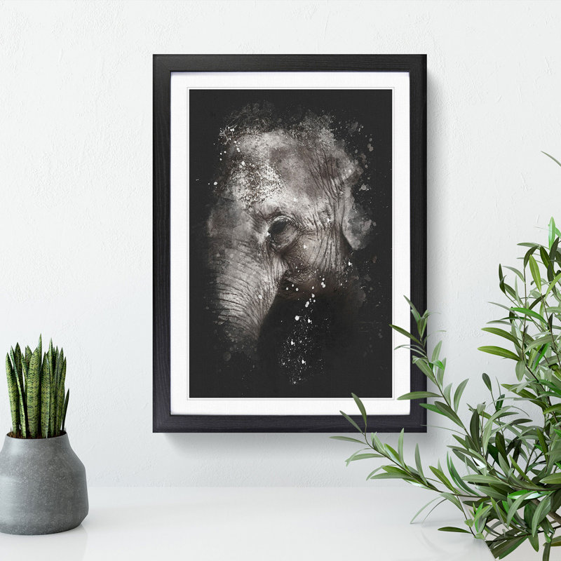 Elephant Vol.3 Paint Splash - Picture Frame Graphic Art, 48cm H x 36cm W x 2cm D, Black