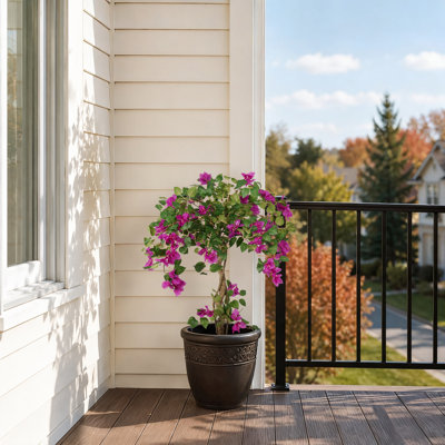 3FT Artificial Bougainvillea Tree With Purple Flowers, UV-Resistant PE Faux Flower Tree With Black Plastic Pot For Outdoor/Indoor Home Decor