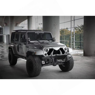 Halloween Front Grille Grid Grill For 2007-2018 Jeep Wrangler Rubicon Sahara Sport JK/JKU, Matte Black