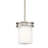 Brushed Nickel 1-Light Single Pendant with Etched Glass Shade-899666698
