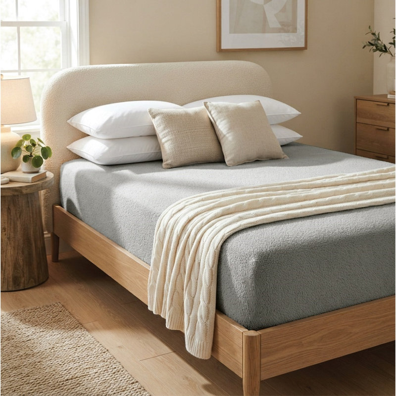 Teddy Fleece Fitted Sheet, Double (4'6), Light Grey