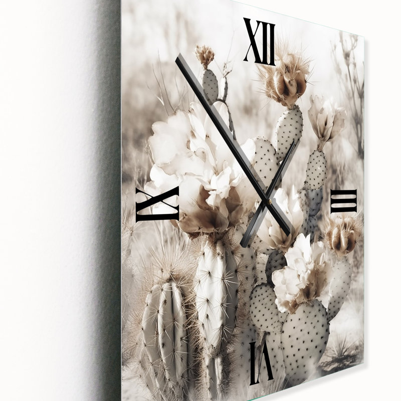 Janiha - Horloge murale cactus floral, H 32 po x l 16 po x P 1 po