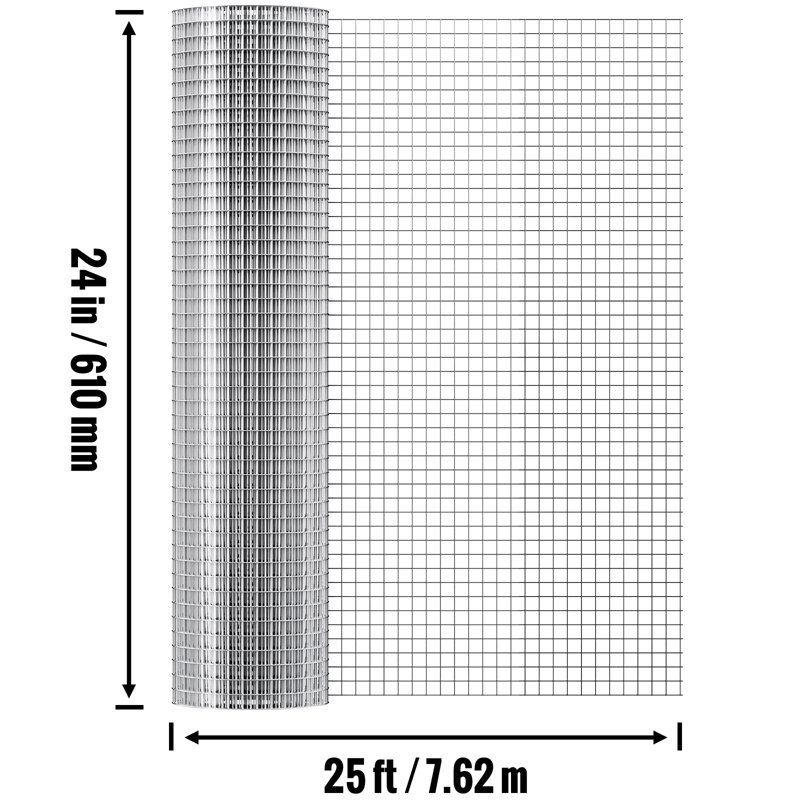 Galvanised Steel Hardware Cloth, 63.5cm H x 61cm W
