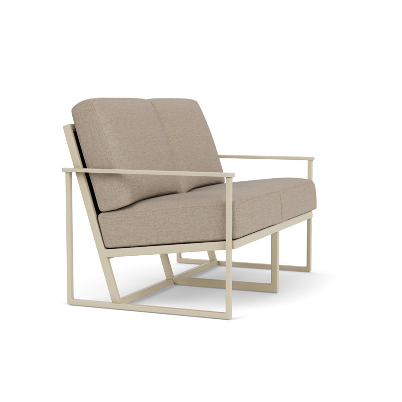 Summit Outdoor 2 - Seat Loveseat, White, Demo Oatmeal, Linen