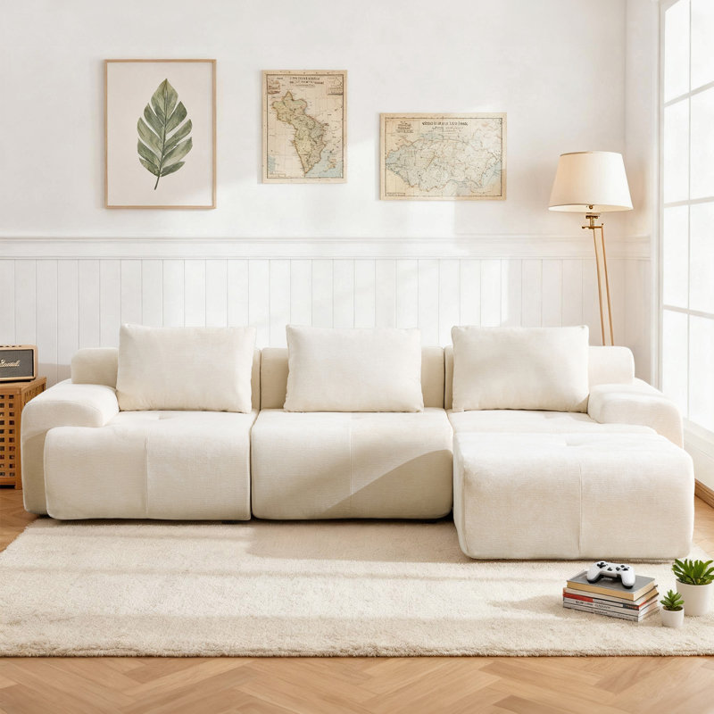 Whalan modulaire surdimensionné en forme de U de 120,5 po avec 1 repose-pieds, revêtement en chenille et sièges profonds, sans assemblage requis, vert