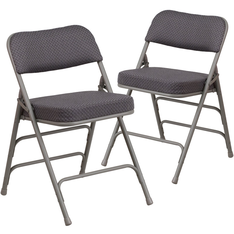 Chaise pliante recouverte en métal Oliverson, H 29,5 po x l 18 po x P 20 po, Gris / noir