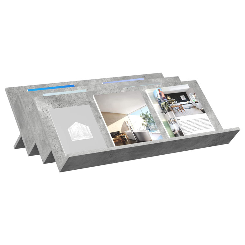 Wood Free Standing Magazine Rack, Grey