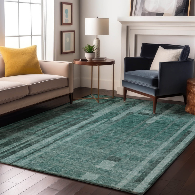 Premium Machine Washable Emerson AMF1063 Striped Rug, Rectangle 9' x 12'