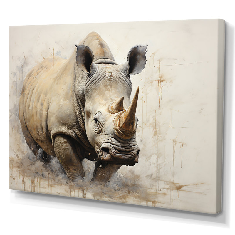 Puissant rhinocéros fort, Toile tendue, H 34 po x l 44 po