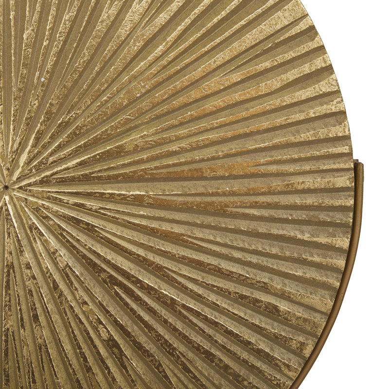 Vonny Gold Metal Carved Starburst Decorative Sculpture with Stand, Gold, 22.85" H X 18.4" W X 4.1" D