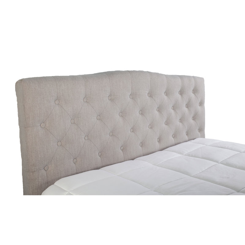 Grand lit avec 2 tables de chevet rembourrées, couleur pierre, 100%, gris, tables de chevet noyer, portes et tablettes en pierre, dessus, tiroirs latéraux