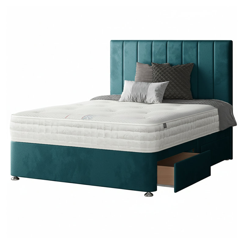 Hedley Bed, Double (4'6), Mallard, 2 Foot-end Drawers