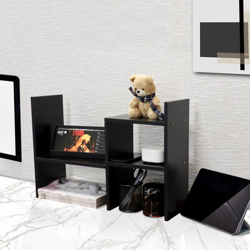 Rotatable Black Desktop Organizer Shelf, Black