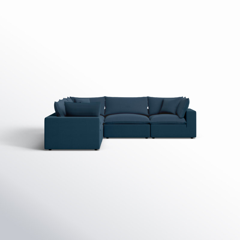 Ellaria 5 - Piece Modular Upholstered L-Sectional, Navy Velvet