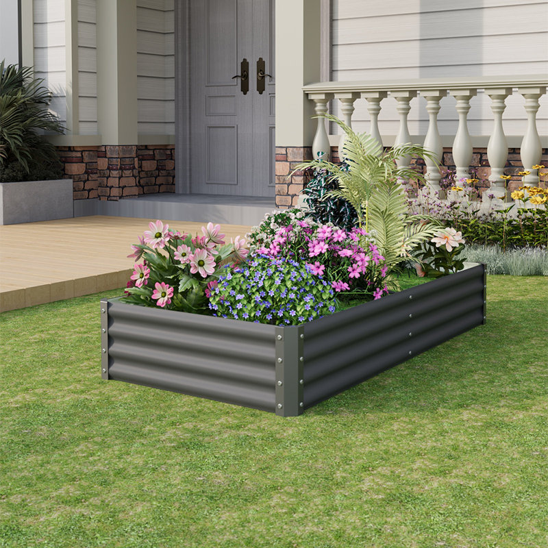 Metal Raised Garden Bed, 30" H x 180" W x 90" D, Grey
