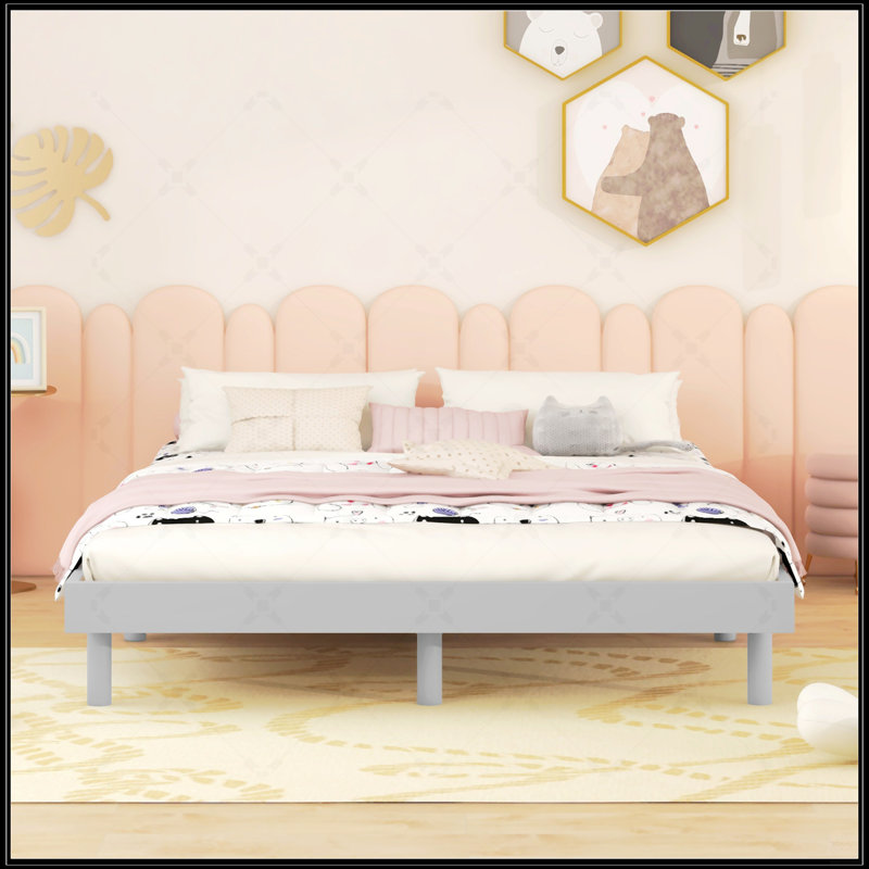 Modern Design Floating Platform Bed Frame, Full, Gray