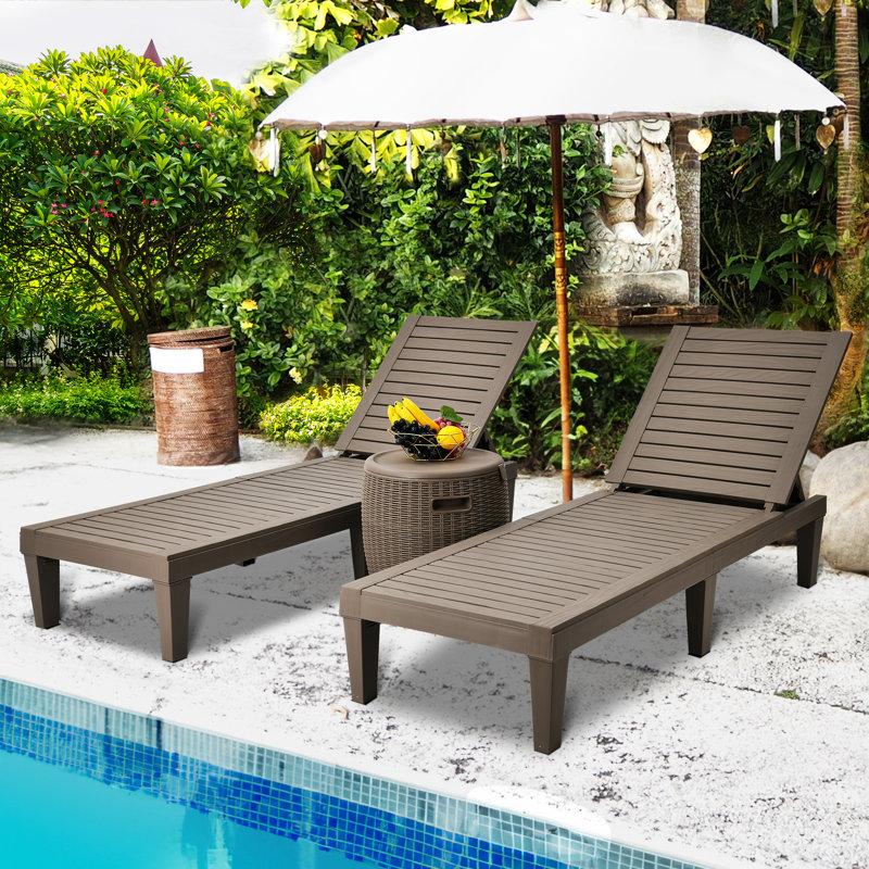Elainea Outdoor Chaise Lounge, Taupe