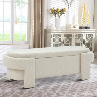 Priyan Linen Upholstered Storage Bench