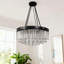 Lustre en cristal 6 lumières semi-encastré noir moderne à 6 lumières de 23,6 po pour la chambre à coucher, la salle à manger, la cuisine et le vestibule
