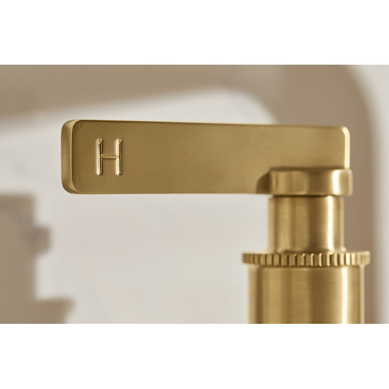 Castia by Studio McGee Widespread Bathroom Sink Faucet 0.5 GPM, Vibrant Brushed Moderne Brass