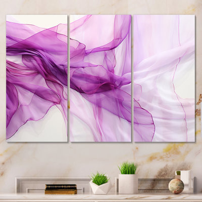 Blanc et mauve Fab Waves I - art mural géométrique