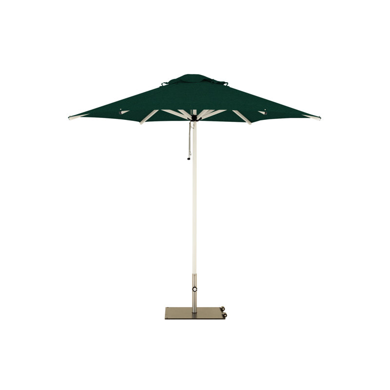 Mistral Round Market Umbrella, Square Metal with wheels+2" Stainless Steel Tube, 8'10", Tuscany
