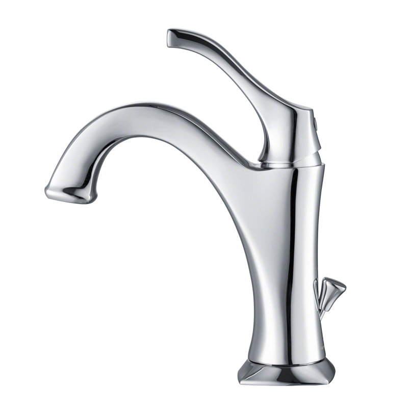 Kraus Arlo Single Hole 1-Handle WaterSense Bathroom Sink Faucet with Drain and Deck Plate, Chrome