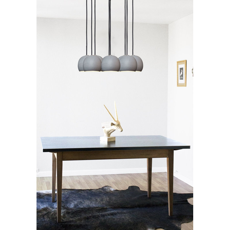 Lustre suspendu en argile et porcelaine, Noir, H 100 po