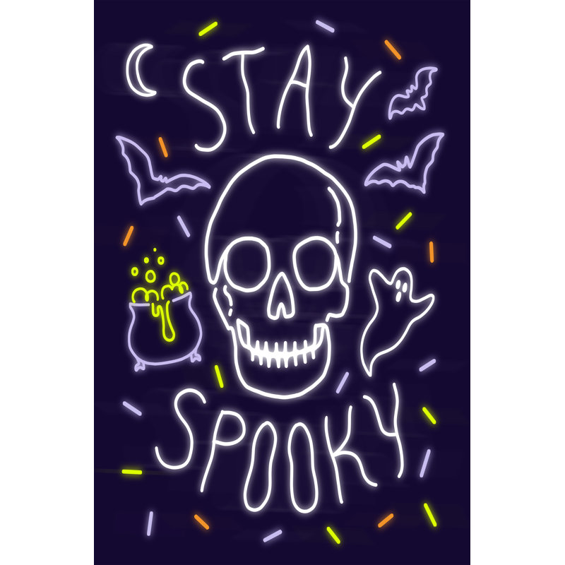 Neon Halloween II by Victoria Barnes - Wrapped Canvas Print, 46cm H x 30cm W