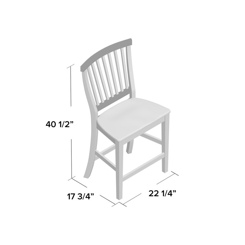 Tabouret de bar et de comptoir en bois massif Carlous, Tabouret de comptoir (assise de 24 po de hauteur), Noir patiné