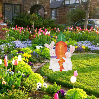 Décorations de Pâques en plein air Mignon lapin carotte piquets de jardin décoratifs pour la décoration de Pâques