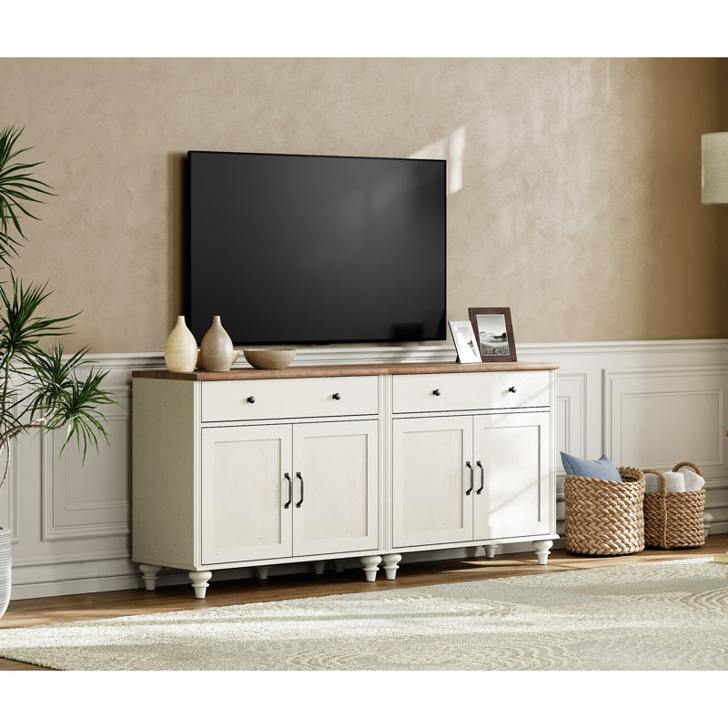 Scarlett 67.8" Wide 2 Drawer Buffet Table, White/Brown
