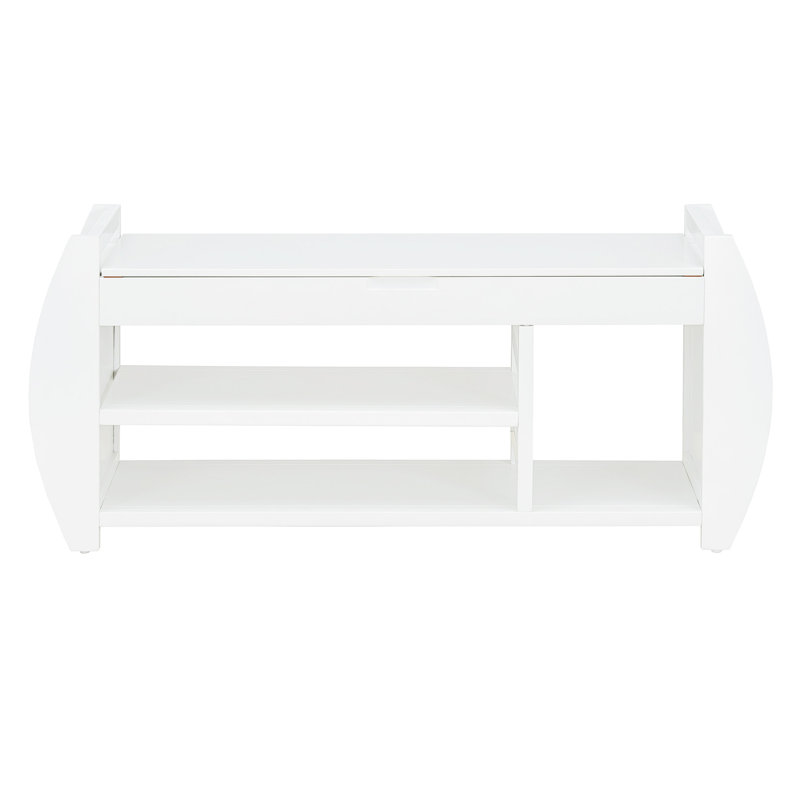 Banc de rangement en tissu, H 38,1 po x l 42 po x P 13 po, Blanc antique