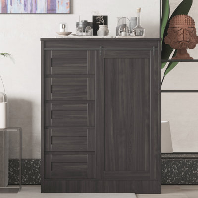 Gentleman 5-Drawer Chest 41 Wide X 55.5 Height With Sliding Door