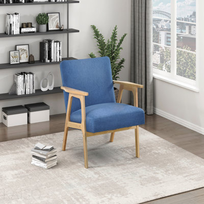 Chaise d'appoint - Meuble de style moderne avec revêtement en tissu bleu et bois d'hévéa massif