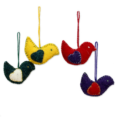 3.09'' Handmade Fabric Animals Holiday Shaped Ornament