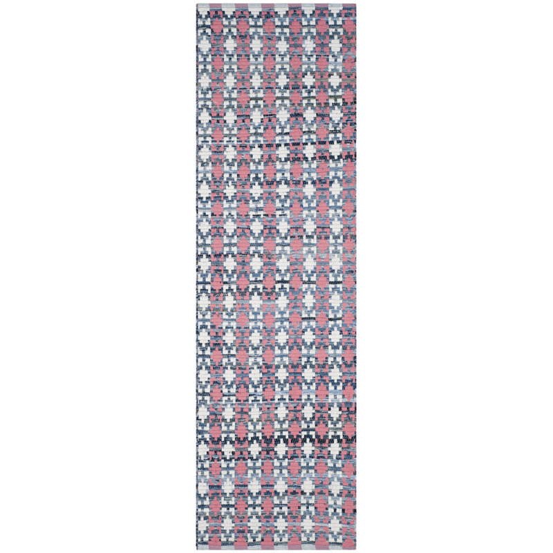 Montauk Hand Woven Cotton Geometric Rug, Runner 2'3" x 8'