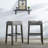 Oenone Backless Bar Stools, Upholstered Saddle Seat With Nailhead Trim, Weathered Wood Legs - Set of 2-292398649-292398648-292398651