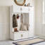 Arbre d'entrée U-Can 4 en 1 de style américain avec banc rembourré et tablettes de rangement - blanc