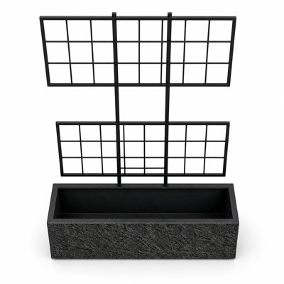 Pot à fleurs rectangulaire en pierre avec treillis en acier